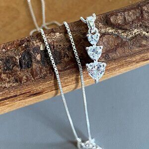 925 Silver Italy Chain 925 Thai Crystal Pendant Necklace